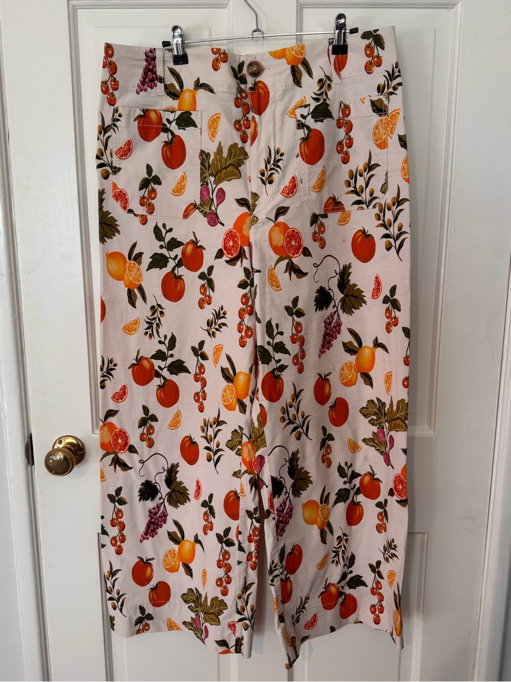 Maeve Cream Wide-Leg Pants with Citrus & Berry Print